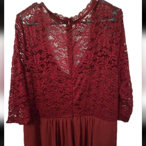 Nemidor Burgundy Lace Maxi  Bridesmaid Formal Gown Holiday Size 20 - Picture 9 of 15
